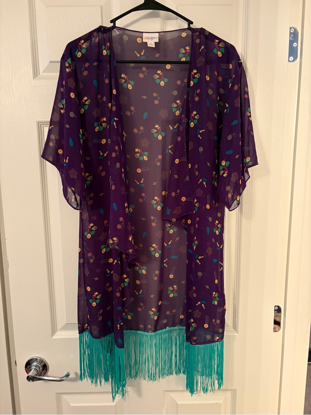 LuLaRoe Purple Floral Print Kimono Top